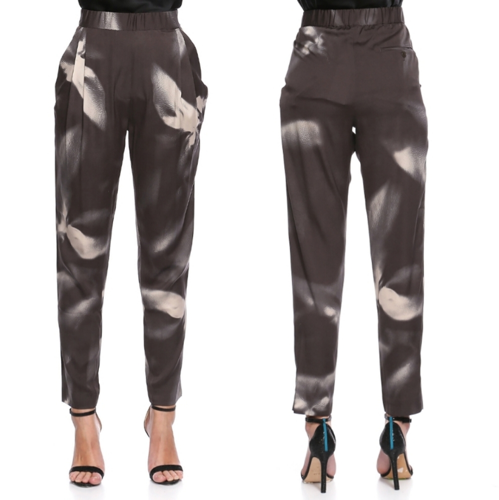 3.1 Phillip Lim Brown and Cream Satin Tie-Dye Pants